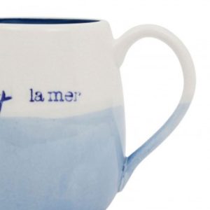 Lot de 4 mugs en faïence bleus "Mer" 50 cl