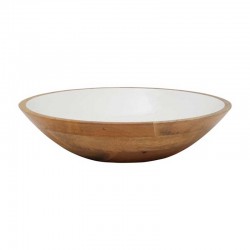 Plat rond en bois de manguier laqué blanc
