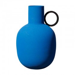 Vase métal bleu grec "graphique"