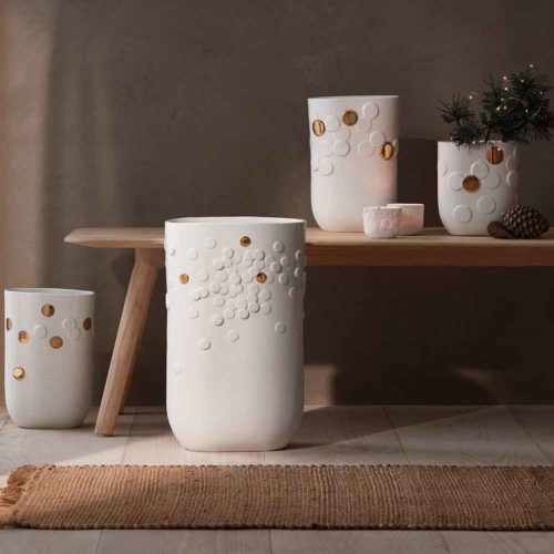 Vase en porcelaine blanche décorée 21,5 cm – Image 2