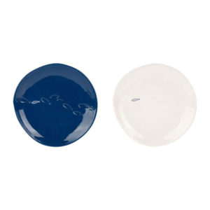 Assiettes dessert en faïence bleu et blanc