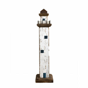 Phare Décoratif en Bois Blanc Vieilli