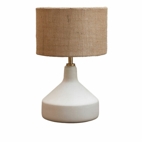 Lampe céramique blanc cassé et jute