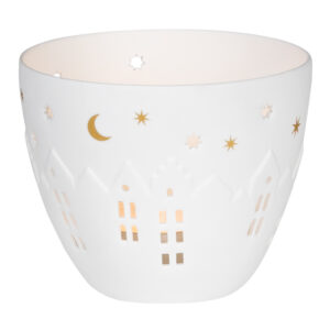 Photophore Poétique "Ville Étoilée" en Porcelaine