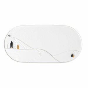 Plat de Service Ovale en Porcelaine – "Lumières d’Hiver"